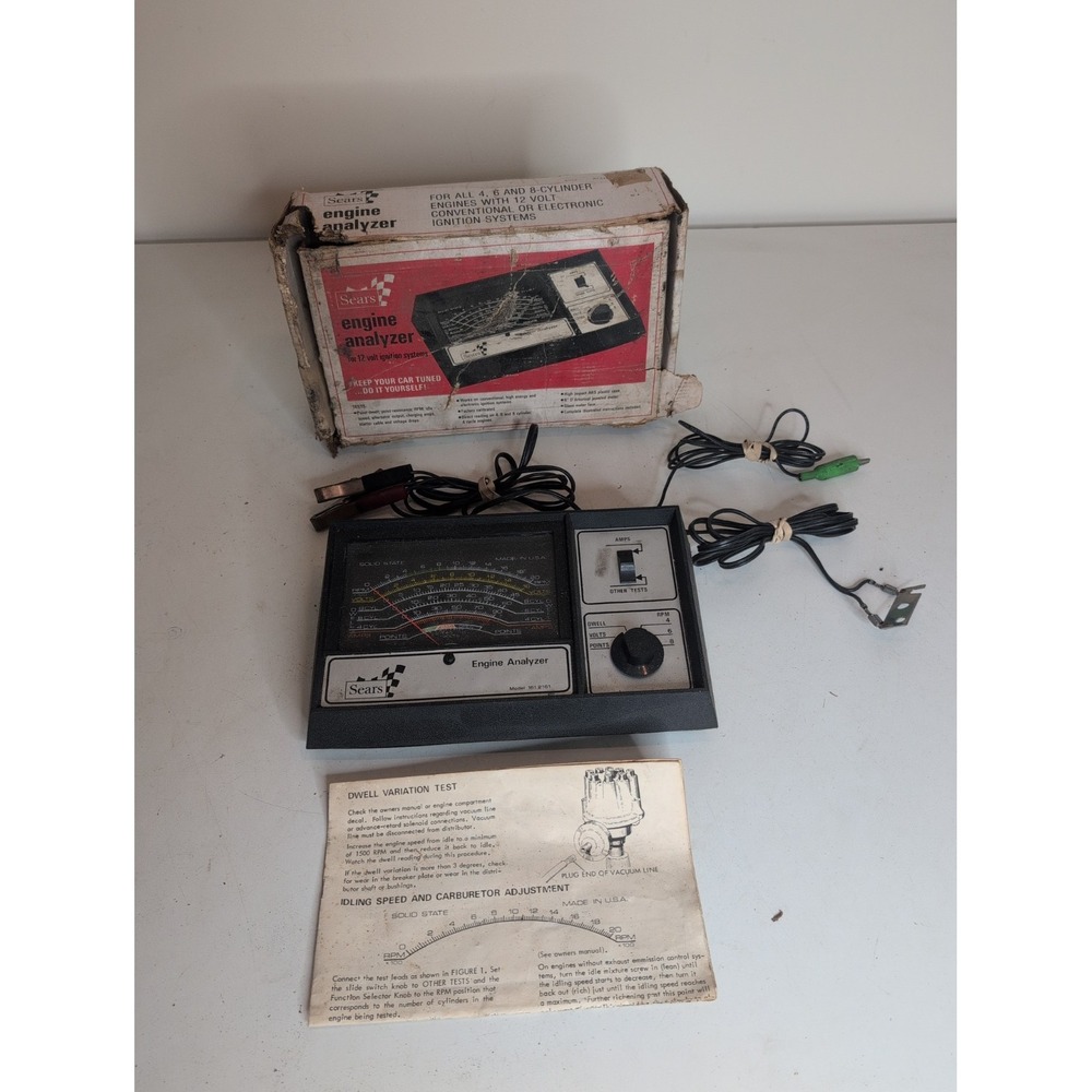 Vintage Sears Engine Analyzer 161.2161 12V Ignition Tester w/ Box
